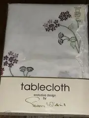 Peggy Wilkins Cleaves Floral Embroidered Square Tablecloth 33” X 33” Plus Doilys