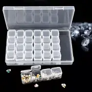 Plastic Beads Storage Box Transparent 28 Grid Organizer Durable Diamond Painting