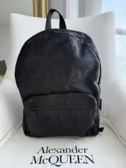 Brand New Alexander McQueen Black Metropolitan Skull-Jacquard Nylon Backpack