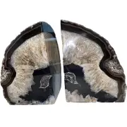 JIC Gem Black Agate Bookend(s) Bookends for Shelves to Hold Books geode bookends