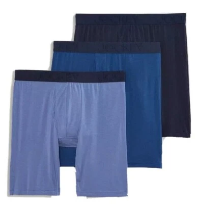 Jockey Active Ultra Soft Modal 9" Long Leg Boxer Brief - 3 Pack/ Blue $36