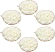 Boao 6 Pcs Bath Shower Pouf Sponge Mesh Pouf Shower Ball Exfoliating Body Sponge Pad Scrubber Glove with Flower Bath Ball (Beige)