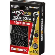 Bremick 10G x 50mm Black Stainless Steel 304 T20 Trim Decking Screws 502TBL - 100 Pack