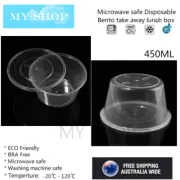 32*Microwave Safe Plastic Take away Round Clear Lunch Box Bento Container, 450ml