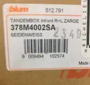 BLUM 512.791 TANDEMBOX INT/ANT R+L ZARGE 378M4002SA SEIDENWEISS DISTRESSED BOX