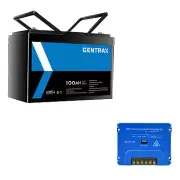 1PC Gentrax 12V 100Ah Lithium Battery LiFePO4 1PC Solar Charge Controller 20A