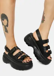 [Koi Footwear] Black Out My Way Platform Sandals