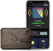 [tag8] Leather Dolphin Smart Card Holder Brown Unisex with Anti- Theft Bluetooth Tracking, Separation Alert, Location Tracking, RFID Blocking Smart Travel Wallet