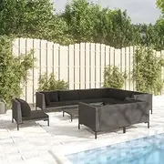 Patio Furniture Sets 10 Piece Garden Lounge Set with Cushions Poly Rattan Dark Grey