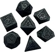 Tadill 7Pcs Polyhedral Dice D4 D6 D8 D10 D12 D20 Black Collections Gift Party Favors Handmade Table Gaming Dice Multisided Dice for Role Playing