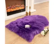 Luxury Soft Faux Sheepskin Chair Cover Seat Cushion Pad Plush Fur Area Rugs for Bedroom, 2ft x 3ft, White-2 x 3 ft-Purple