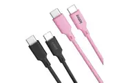 Laser 60W USB-C to USB-C Charging Cable Duo Pack, Black/Purple, 2m Each, Quick Charge &amp; High-Speed Data Transfer, Durable, Perfect for Home &amp; Travel