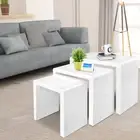 Set of 3 Nesting Coffee Table High Gloss Living Room Furniture Side Desk White