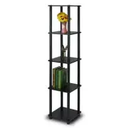 Furinno Turn-N-Tube 5-Tier Corner Square Rack Display Shelf- Espresso & Black...