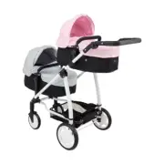 Deluxe Tandem Double Doll Pram Twin Stroller Toddler Baby Jogger Pram Toy Kids