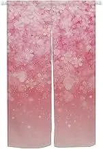 Leowefowa Japanese Noren Doorway Curtain Japanese Style Door Curtain Window Treatment Door Tapestry for Kitchen Home Decorations 33.5" Width x 59" Long (Pink Flower Petals, White Halo Printed)
