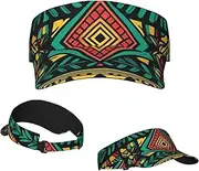 [RLDOBOFE] Sun Visor Hat Adjustable Empty Top Baseball Cap Colorful Tribal Print Sun Hats for Women Men Sunscreen Visor Caps Summer Beach Sports Hats, Black, One Size