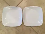 Set of 2 Corelle Pure White Square Luncheon Plates 9"x9" NEW
