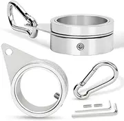 BONWIN 1.5" Flag Pole Rings, 2 Pcs Aluminum Alloy Spinning Flag Pole Ring Clips Swivels, 360° Rotating Anti Wrap Flagpole Ring Hardware with Stainless Steel Carabiners for 1.26-1.5" Diameter