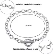 24 Stainless Steel Charm Bracelet Blanks Link Chain Jewelry Wholesale Bulk 7"