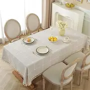 Alsoo Waterproof Tablecloths for 8 Foot Rectangle Tables Rustic Plaid Tablecloth Cotton Linen Cloth Wrinkle Free Table Cloths for Parties, Kitchen Dining, Holiday, Christmas, 6-8 Seats/55x90 Inches