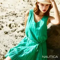 在飛比找Yahoo奇摩購物中心優惠-Nautica 女裝 簡約修身V領無袖洋裝-綠色
