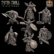 Tytantroll Miniatures - Female Dwarf Bundle (7 Minis) - D&D - Bases Included