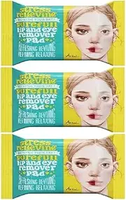 3 x Lip Eye Remover Pad Makeup Cleanser Wipes Jojoba Lemon Oil Moisturizing