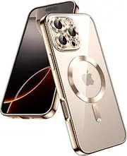 JETech Soft Clear Case for iPhone 16 Pro Max 6.9-Inch, Camera Lens Full Protection, Compatible with MagSafe Wireless Charging, Shockproof Electroplated TPU Phone Cover (Desert Titanium)