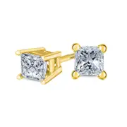 0.38 CT. T.W. Certified Princess-Cut Diamond Solitaire Stud Earrings in 14K Gold (J/VS2)