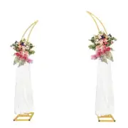 Large Wedding Arch Frame with Base, Set of 2 Moon Curved Metal Arch Backdrop