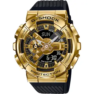 CASIO 卡西歐 G-SHOCK 重金屬工業風雙顯錶 送禮首選-黑金 GM-110G-1A9