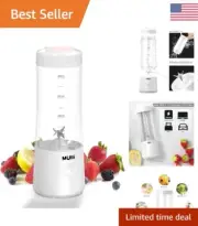 Mini Blender for Smoothie & Shakes - USB Rechargeable - 6 Blades - 16oz Capacity