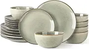 [AmorArc] Ceramic Dinnerware Sets for 6, 18 Pieces Handpainted Plates and Bowls Set, Scratch Resistant Stoneware Dishes Set, Dishwasher & Microwave Safe, Reactive Glaze