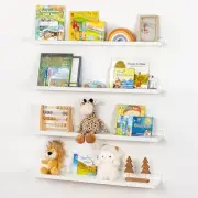 Picture Ledge Shelf for Wall, 36 inch Nursery Book Shelves 4 Packs, Floating