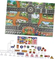 Milisten 1 Set Wildlife Park Themed Indoor Play Mat for Interactive Traffic Signs Game Bright Color Design Material for Imaginative Play and Cognitive Development