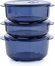 New Tupperware Vent ‘N Serve Container Set - 3 Small Rounds Microwave Safe