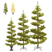 Swirl Christmas Tree with Stand and LEDs PVC Green/White Multi Sizes vidaXL