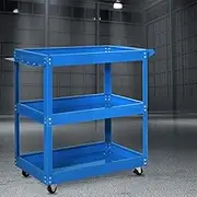 Traderight Tool Cart Trolley 3-Tier Toolbox Workshop Garage Storage Organiser, 150 kg Capacity, Blue