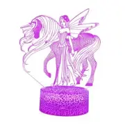 3D Illusion Unicorn Fairy Spirit Night Light 16 Color Change Touch White Crack