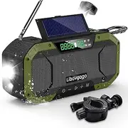 Libovgogo DF-580Pro 5000 mAh Crank Radio with Mobile Phone Charging Function, Solar, 7 W IPX5 Waterproof Bluetooth Speaker, Portable Car Scan AM/FM Emergency Radio with Torch LED Reading Lamp Outdoor