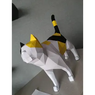 花貓_站姿 立體紙模型 手工 DIY 3D 摺紙 折紙 紙製品 動物 裝飾 擺飾 貓 小貓 貓咪
