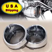 US Chrome Visor-Style Turn Signal Bezels w/ Smoke Lens for Harley Softail Dyna