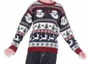 Christmas Rudolph Cute Reindeer Santa Snowman Knitted Pullover Sweater Size XS
