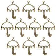 10Pcs Umbrella Shaped Alloy Open Back Bezel Pendants Resin Frame, Bronze
