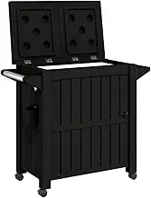 vidaXL Rolling Serving Cart with Ice Bucket - Multipurpose Outdoor Storage and Prep Table, Portable Polypropylene Design