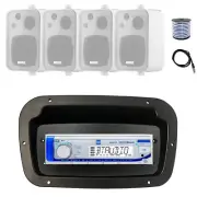 Dual Marine Radio,Spa Bezel,Adapter, Antenna,Wire, 4x 4" 30 Watt White Speaker