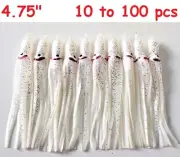 10 to 100 Pieces 4.75" white Hoochie Squid Skirts Octopus Trolling Fishing Lures
