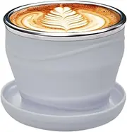 Silicone Cup | 180ml Camping Mug with Lid and Lanyard | Portable Mug, Reusable Drinkware for Cold Drink Coffee Brewing Juice Hiking Kitchen