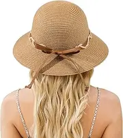 [Trifabricy] Beach Hat for Women, Wide Brim Sun Straw Hat for Women, Sun Hat Womens UPF 50+ UV Protection, Floppy Foldable Summer Hat
